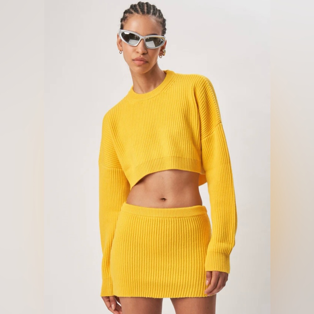 Ronny Kobo Knit Merino Wool Cropped Sweater